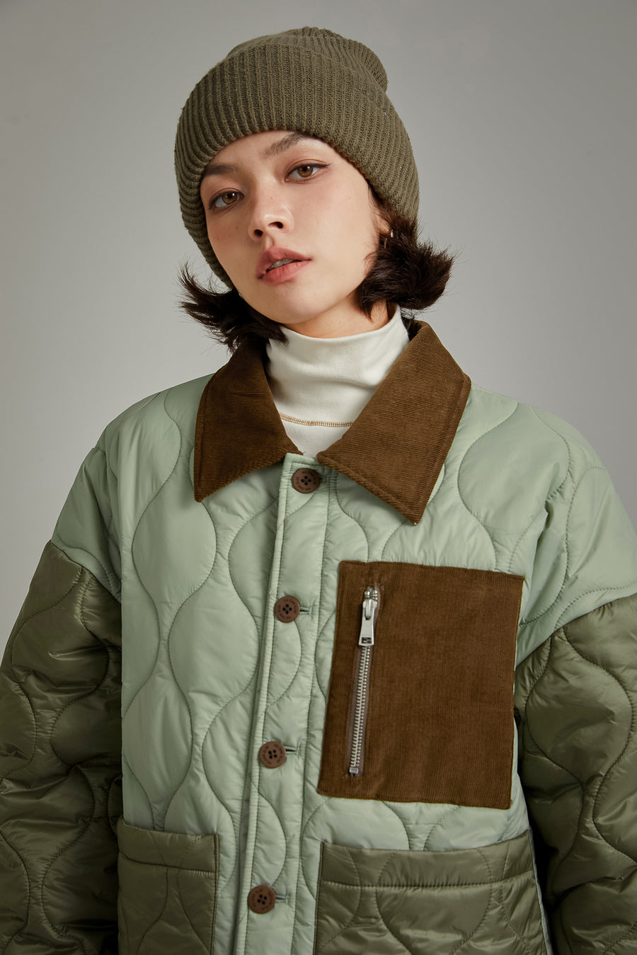 CHUU Color Matching Quilted Jacket