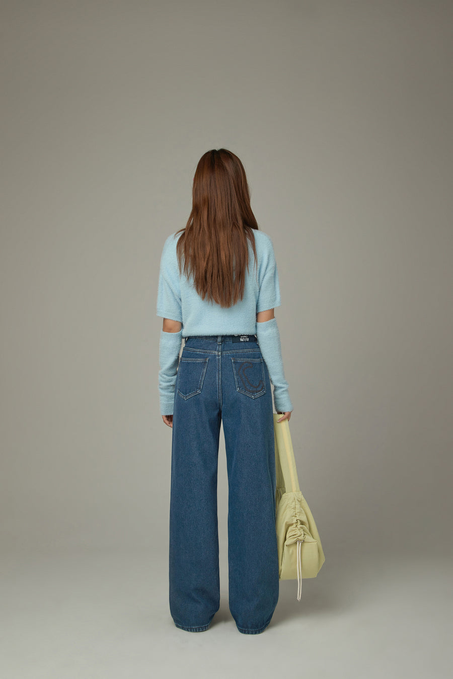 CHUU Color Matching Brushed Denim Jeans