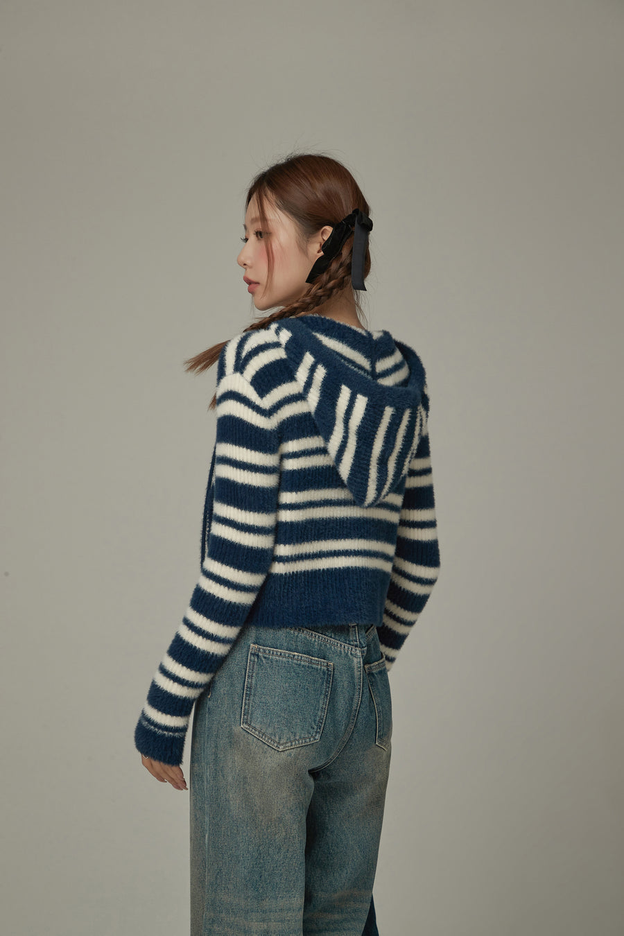 CHUU Striped Hooded Basic Zip-Up