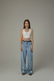 Cotton Denim Straight Pants