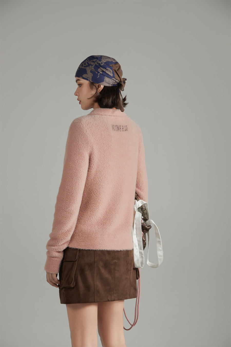 CHUU Mushroom Half Zip-Up Knit Sweater