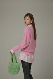 Have A Chuu Day Slit Lettering Knit Sweater