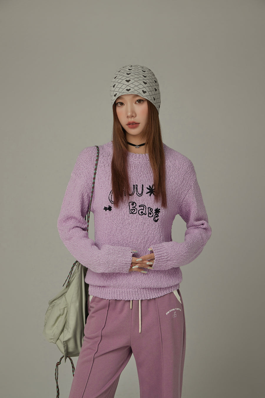 CHUU Macaron Color Logo Knit Sweater