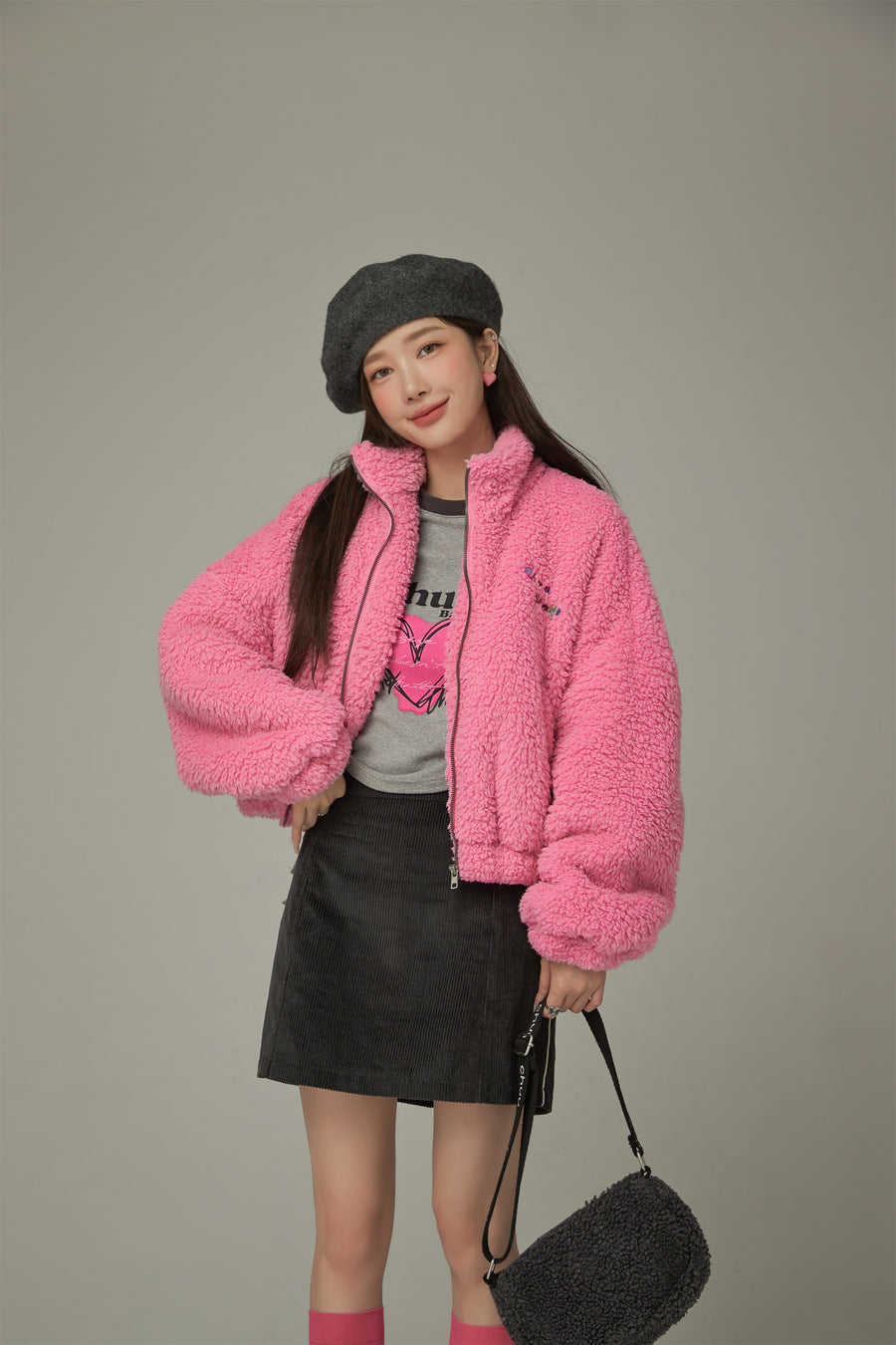 CHUU Color Fleece Loose Zip-Up Jacket