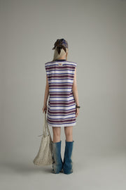 Striped Noe Center Logo Sleeveless T-Shirt Dress