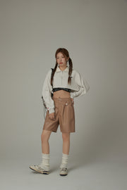 Pintuck Leather Shorts