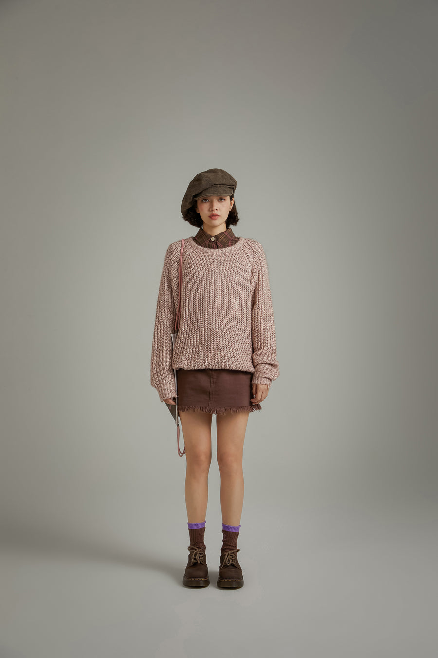 CHUU Loose Fit Raglan Knit Distressed Sweater