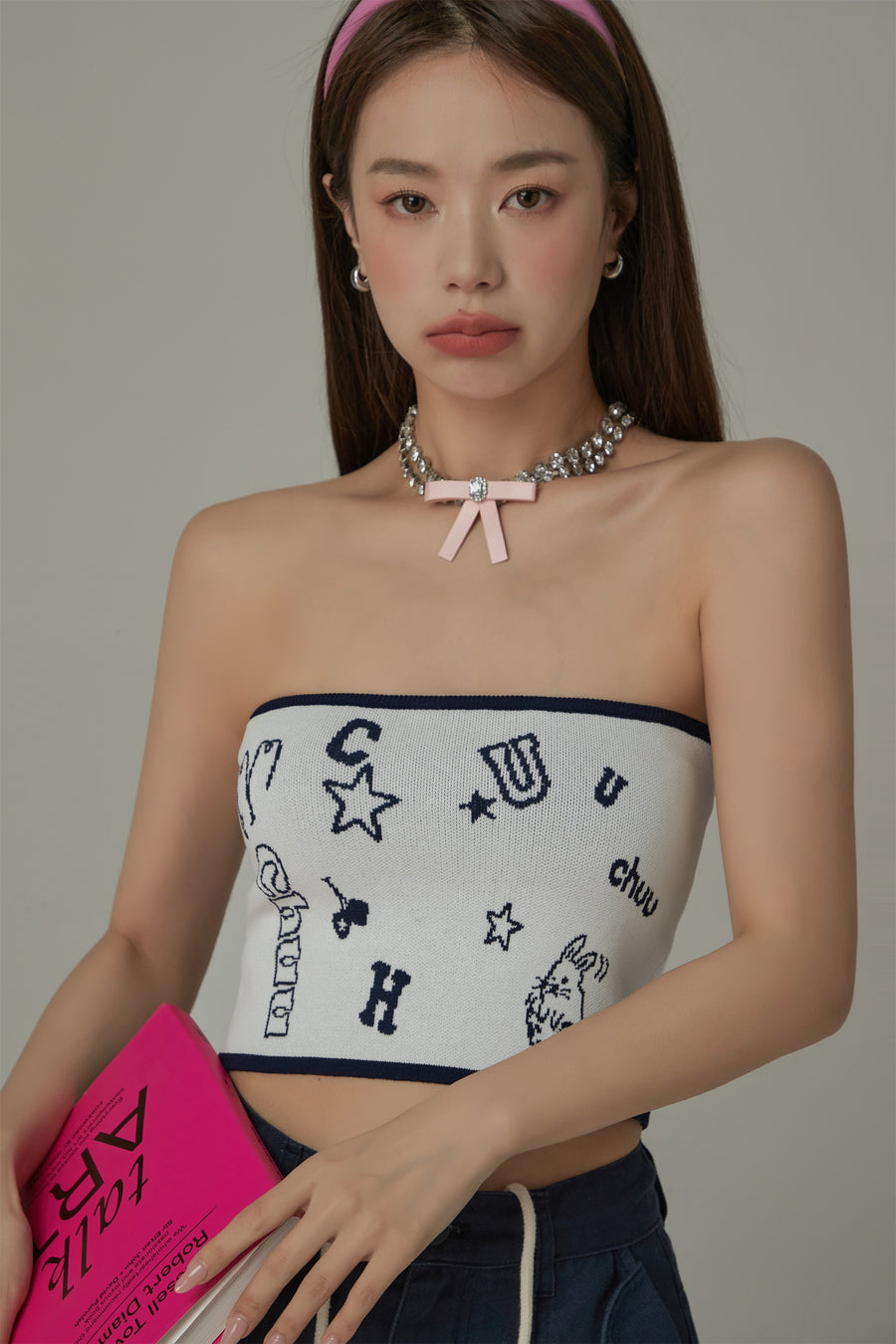 CHUU Chuu Colored Printed Tube Top