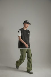 Front Pocket Loosefit Sleeveless Ripped Top