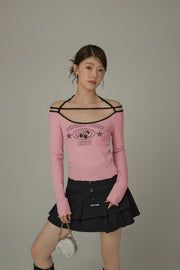 Chest Strings Long Sleeves Top