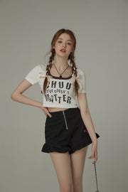 Chuu Size Doesnt Matter U-Neck Cropped T-Shirt