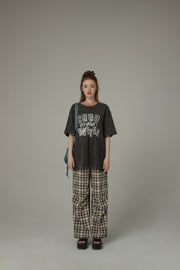 Checked Cargo Contrasting Color Casual Pants