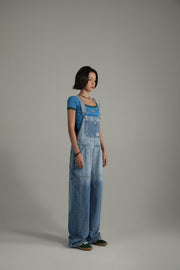 Washed Denim Suspender Jumpsuit