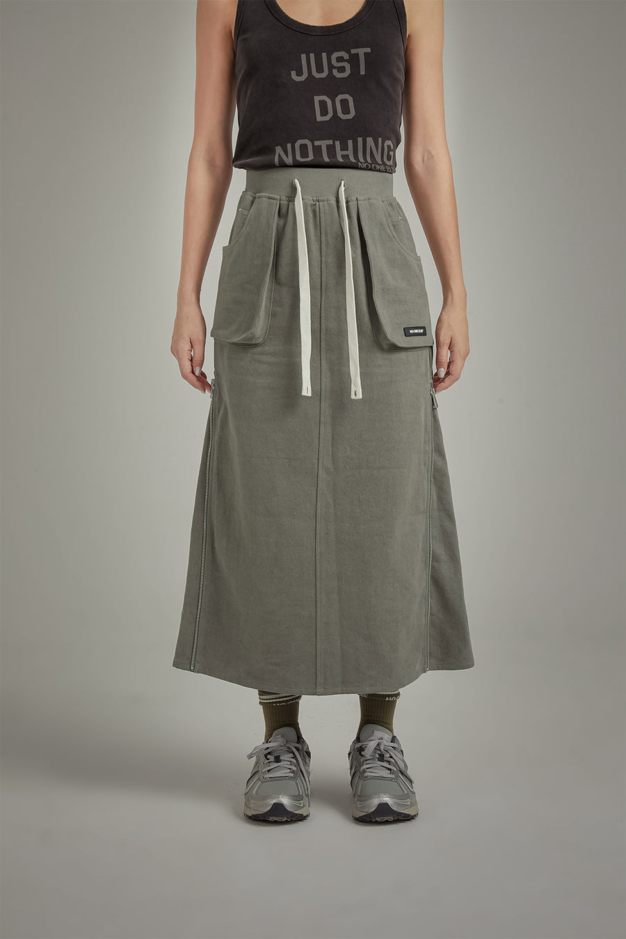 CHUU Pocket Casual Long String Skirt