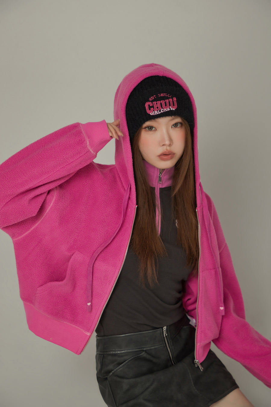 CHUU Fleece Hooded Zip-Up