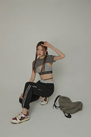 Line Side Straps Baggy Jogger Pants