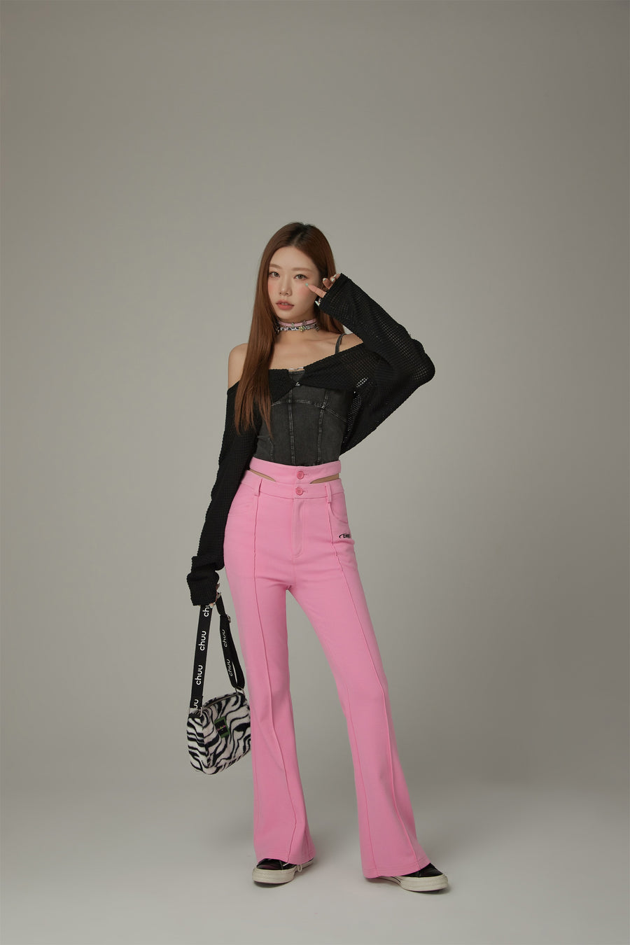 CHUU Slit Semi Bootcut Pants