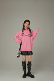 Logo Star Lettering Loose Fit Knit Sweater