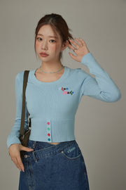 Rainbow Button Knit Color Sweater