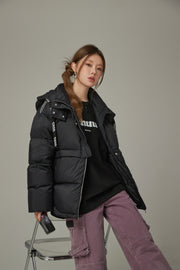 Logo String Hooded Oversized Padded Jacket