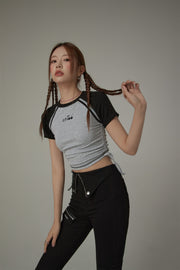 Chuu Cherry String Colorblocked Short Sleeve T-Shirt