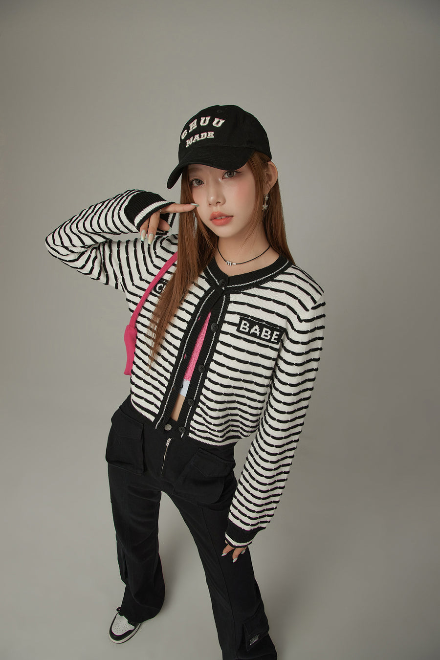 CHUU Lettering Color Combination Cardigan