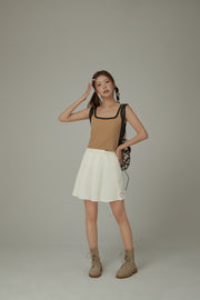 Color Lined Ribbed Sleeveless Semi Crop Top