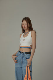 Rainbow Line Banding Open Back Sleeveless Crop Top