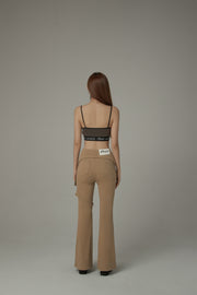 Double Button High Waisted Flared Semi-Bootcut Pants