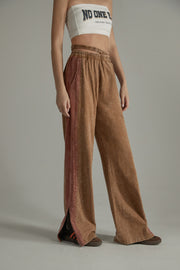 Waist Slit Wide-Leg Long Casual Pants