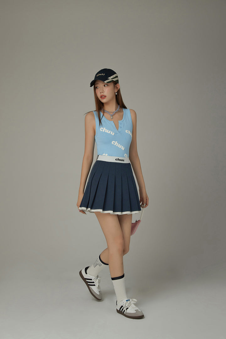 Logo Band Color Scheme Pleated Skirt