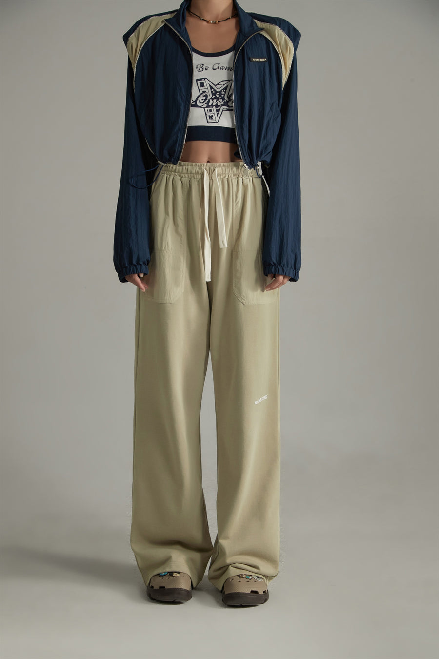 CHUU Banded Wide-Leg Slacks