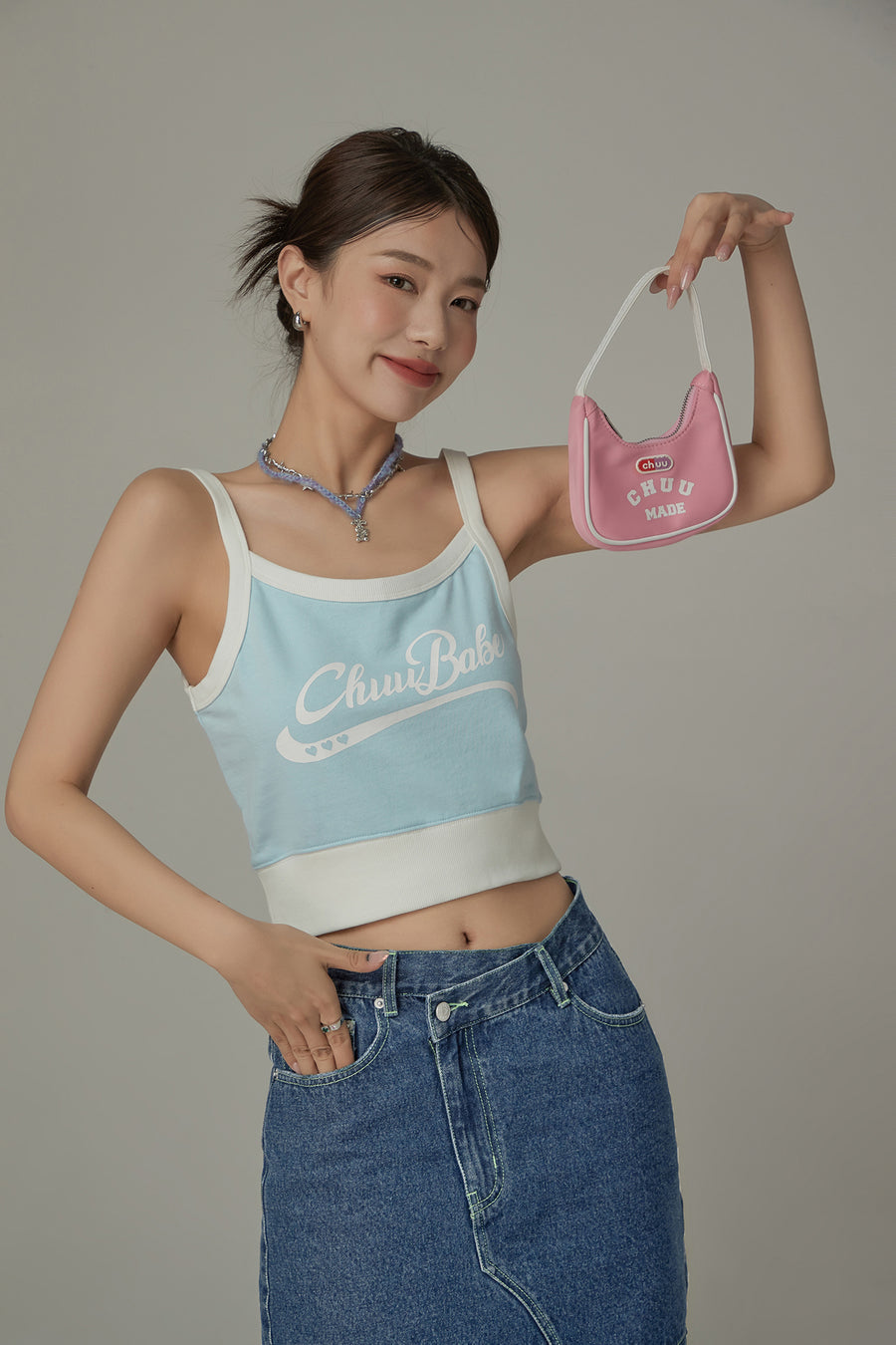 CHUU Chuu Babe Color Blocked Bustier Crop Top