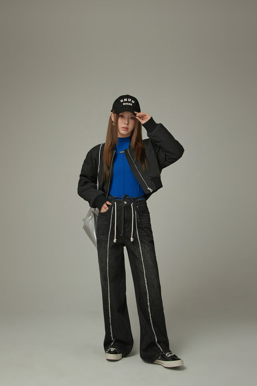 CHUU Fryaed Line Stitch String Denim Jeans