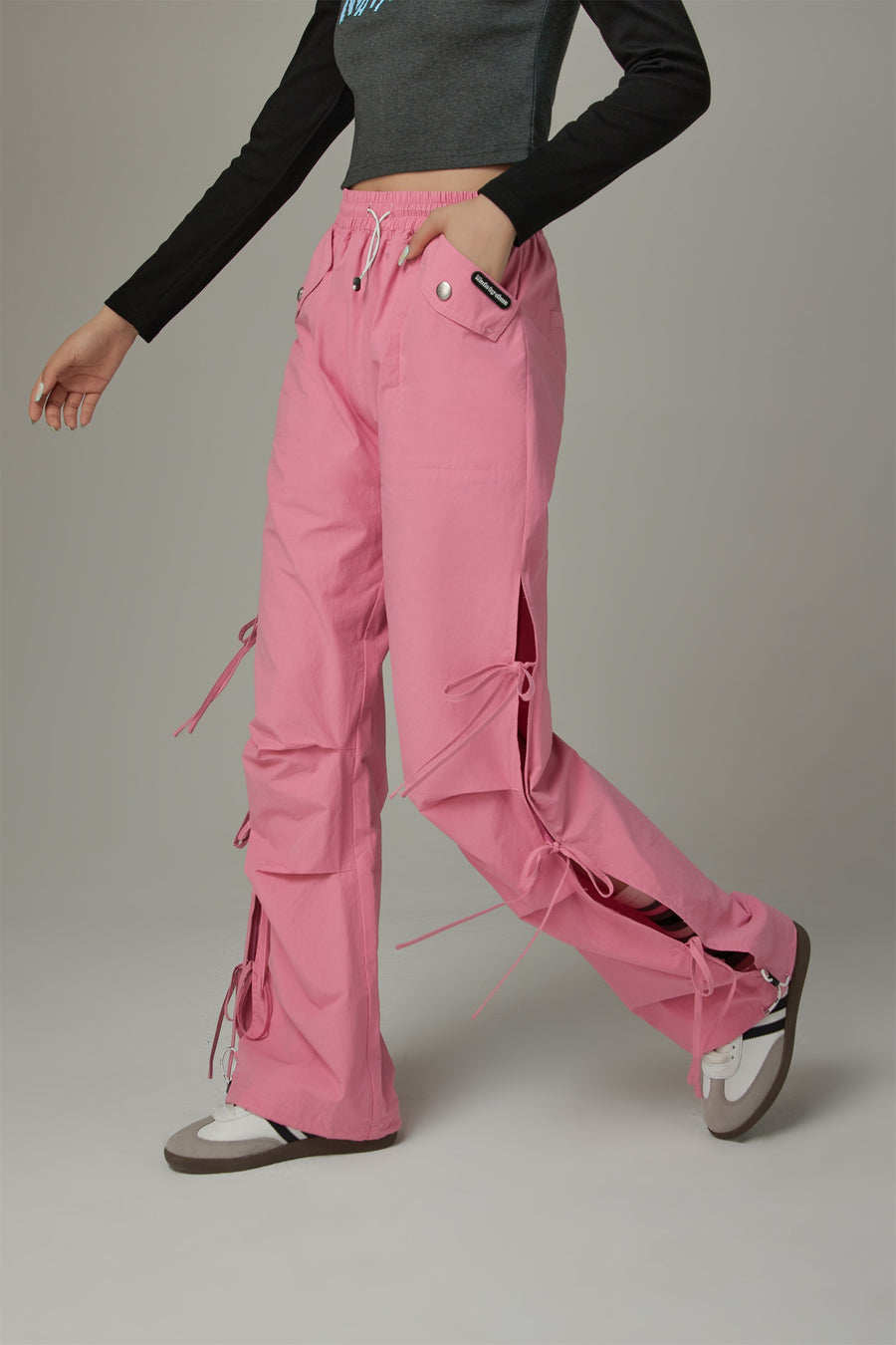 CHUU Size Ribbon Color Wide Pants