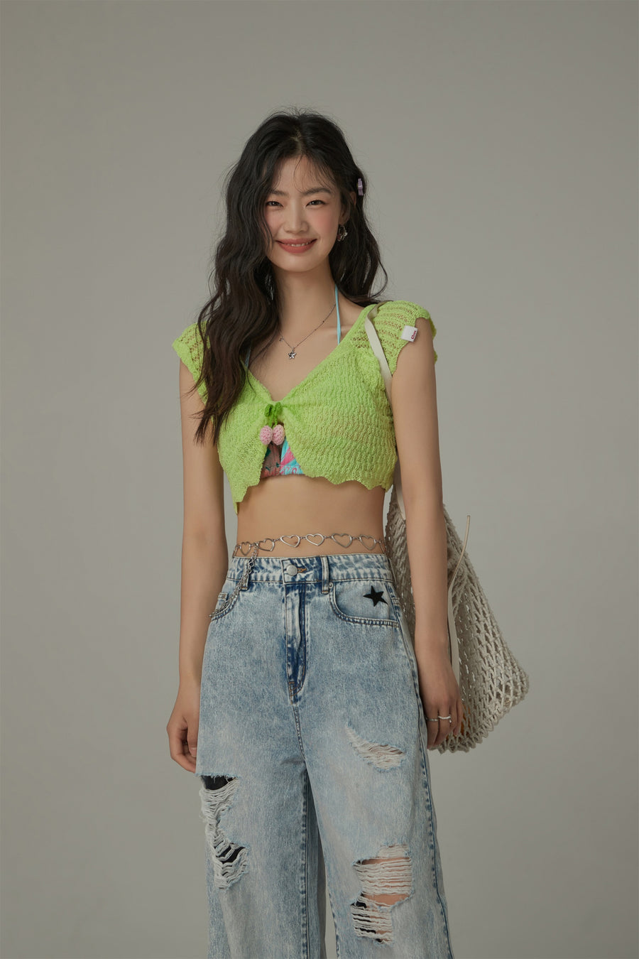 CHUU Cherry Point Summer Knit Bustier Top