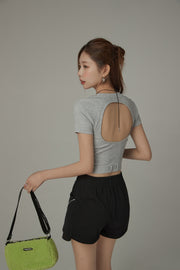 Back Cut Out Slim Crop Daily T-Shirt