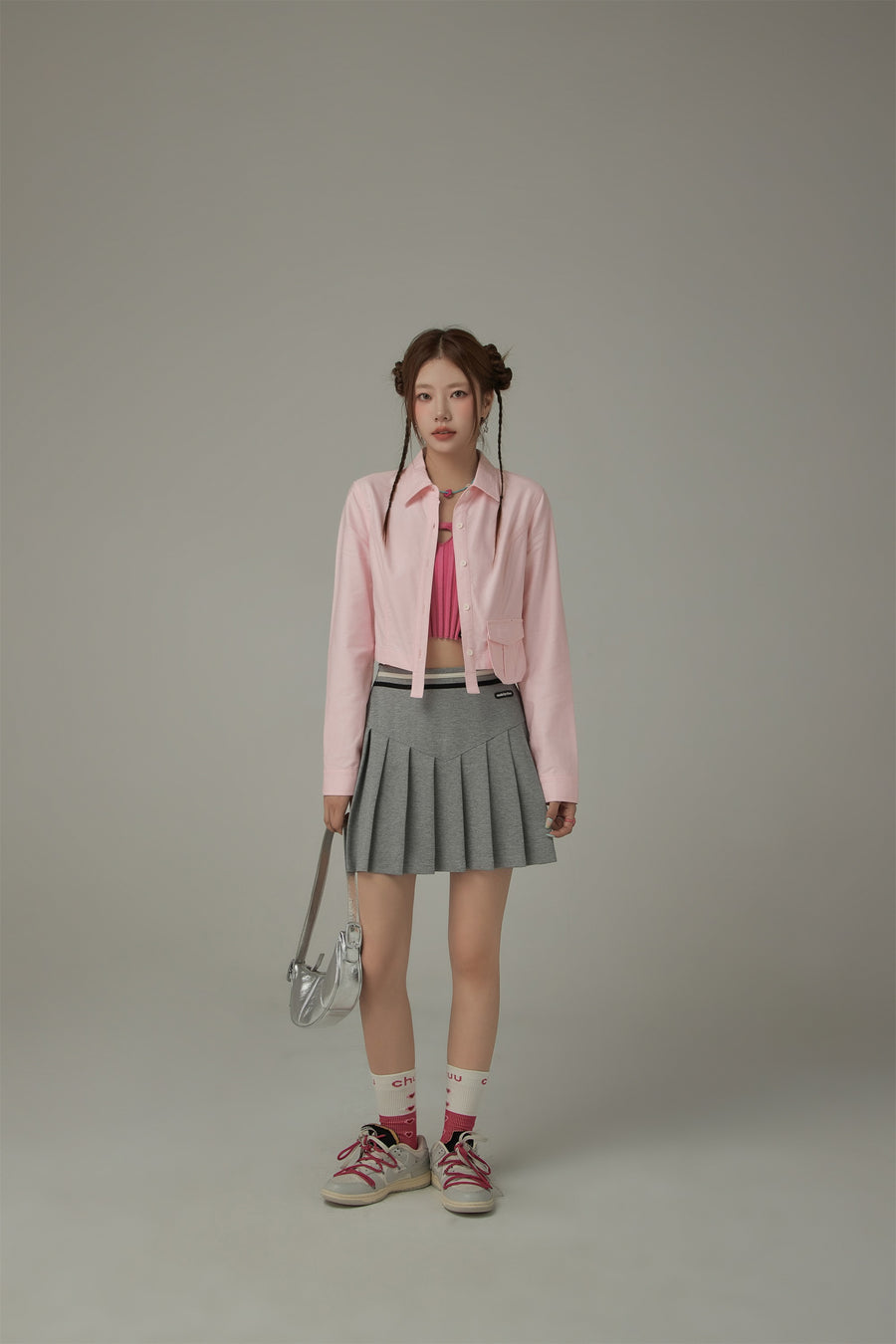 CHUU Point Pocket Semi Cropt Shirt