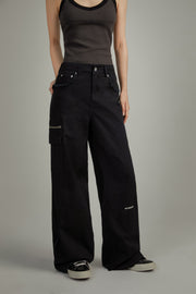 Frayed Sides Pocket Pants