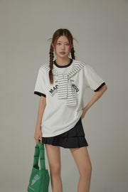 Color Lined Sporty Loose Fit T-Shirt