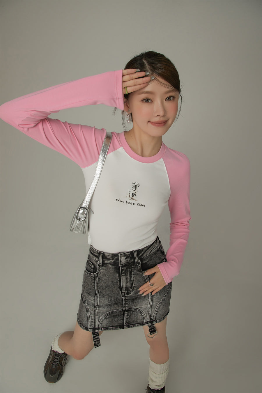 CHUU Lgo Casual Slim Raglan Color T-Shirt