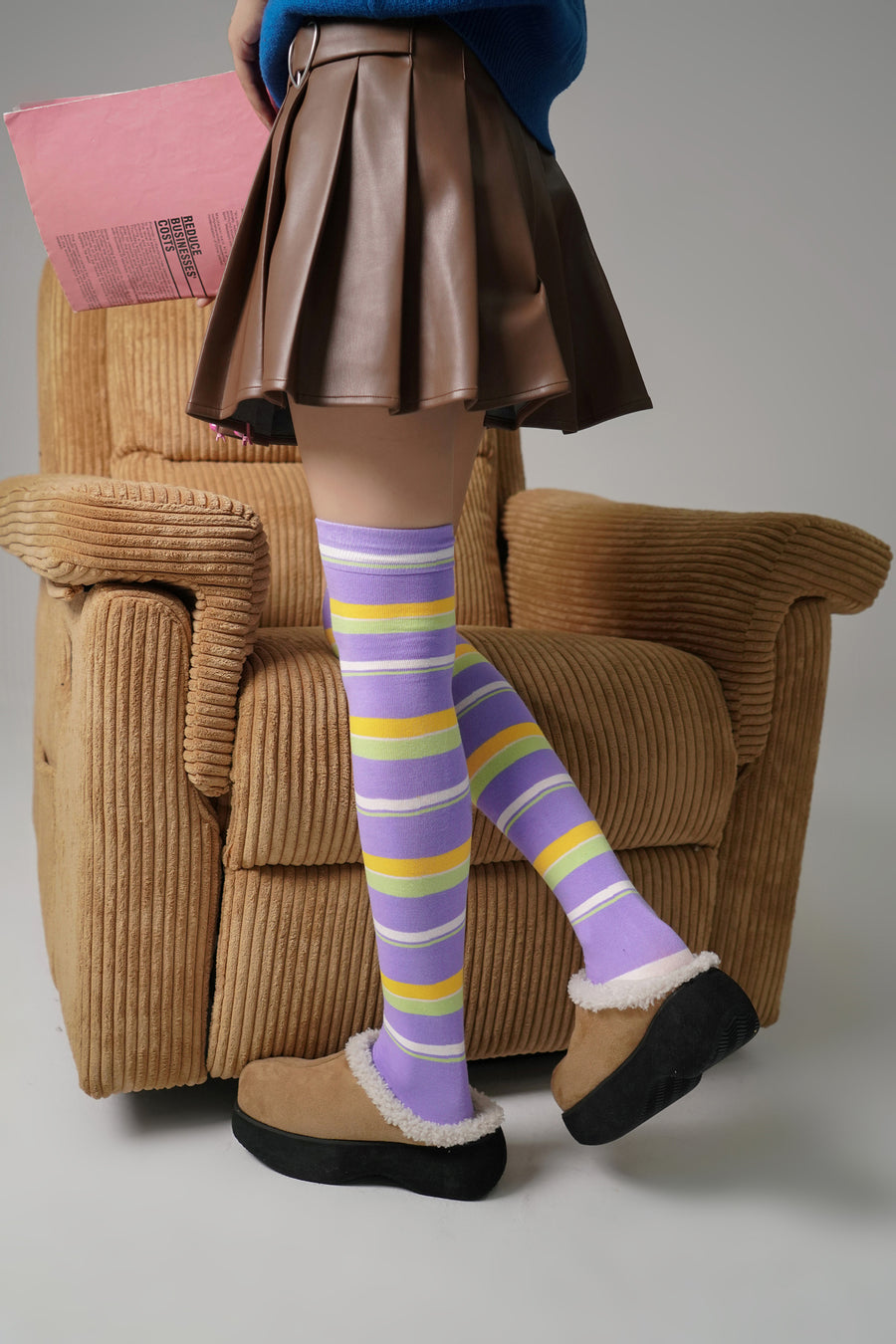 CHUU Striped Knee High Socks