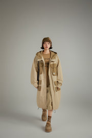 Two Tone Cargo Long Jacket