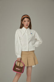 Point Collar Puff Sleeve Shirt