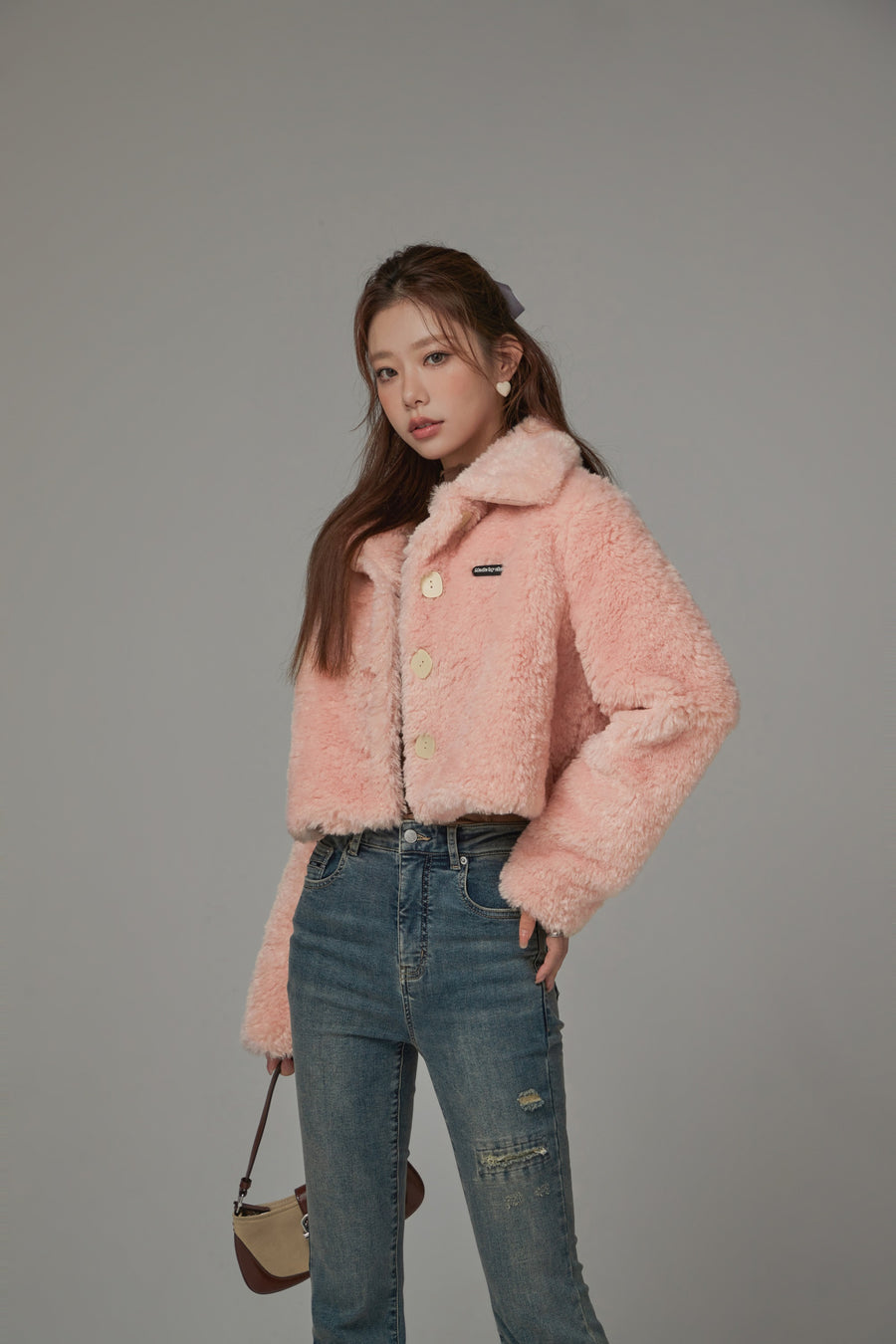 CHUU Fleece Collar Button Jacket