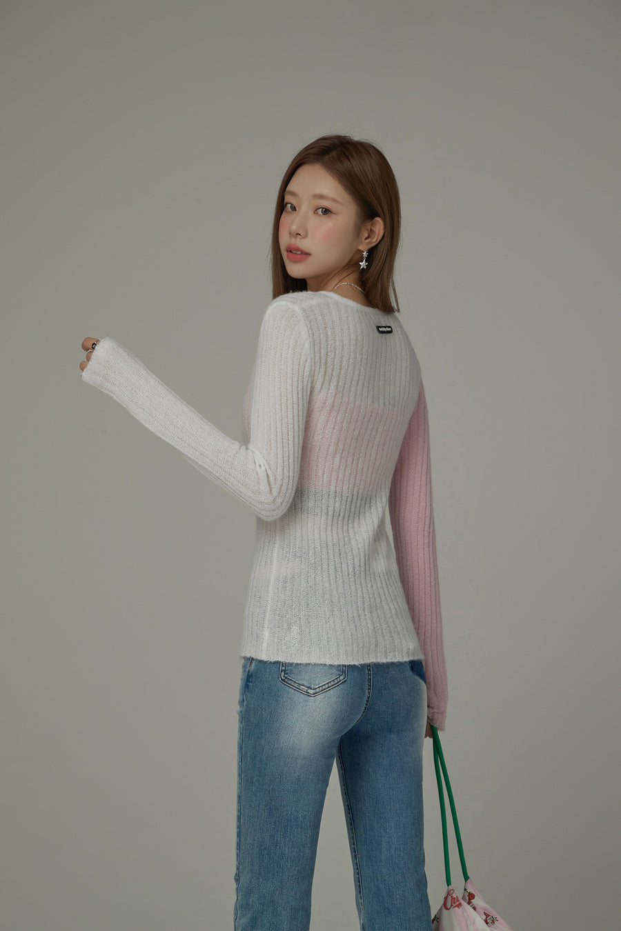 CHUU Bicolor Block Long Sleeves Knit Sweater