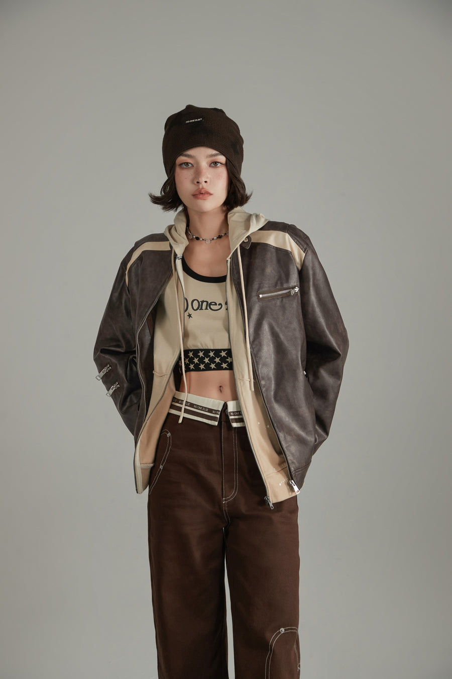 CHUU Boxy Leather Jacket