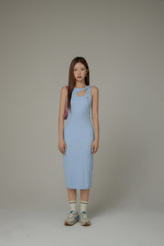 Front Cut Out Side Shirring Long Dress