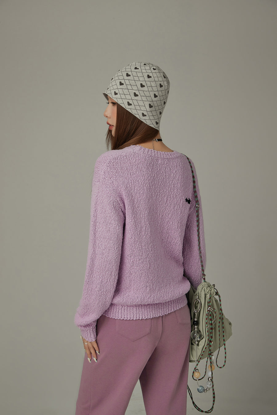 CHUU Macaron Color Logo Knit Sweater