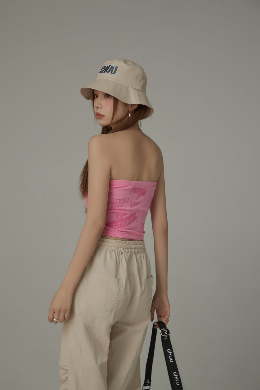 CHUU Letter Printing Sexy Slim Tube Top